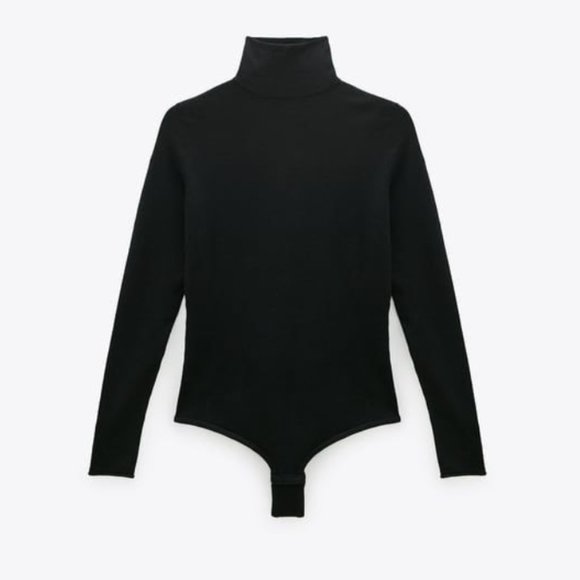 Zara Tops - ZARA BLACK 100% MERINO WOOL BODYSUIT